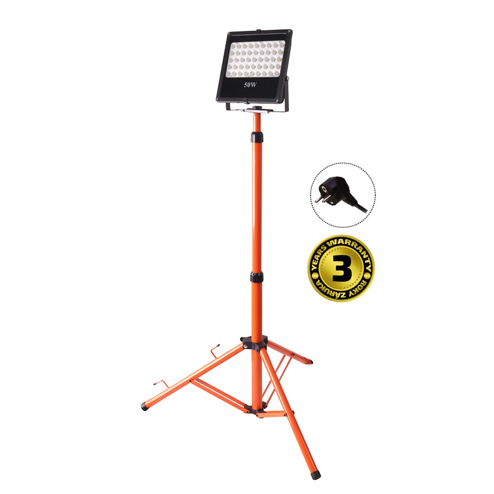 Solight LED venkovní reflektor s vysokým stojanem, 50W, 4250lm, kabel se zástrčkou, AC 230V