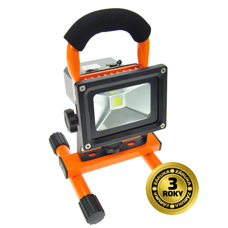 Solight LED reflektor 10W, přenosný, nabíjecí, 700lm, oranžovo-černý