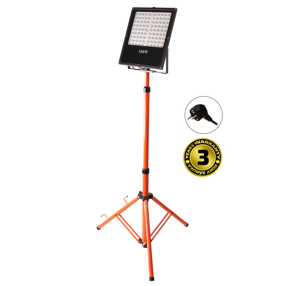 Solight LED venkovní reflektor s vysokým stojanem, 100W, 8500lm, kabel se zástrčkou, AC 230V