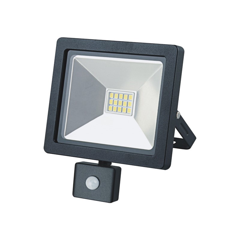 Solight LED venkovní reflektor SLIM, 10W, 700lm, 3000K, se senzorem, černý
