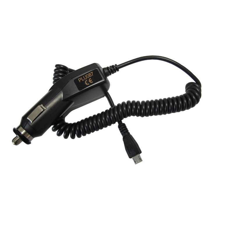 Solight USB nabíjecí autoadaptér, integrovaný kabel micro USB, 1500mA, DC 12-24V, černý
