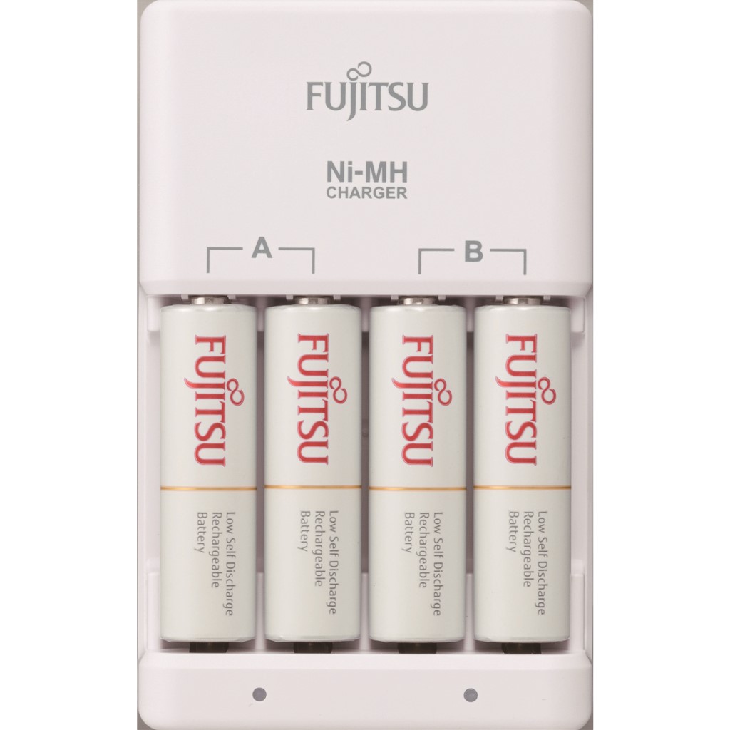 Fujitsu nabíječka + 4x přednabitá baterie R06/AA, 2100 cyklů, blistr