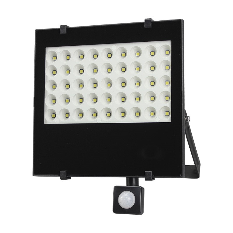 Solight LED venkovní reflektor, 50W, 4250lm, AC 230V, se senzorem, černá