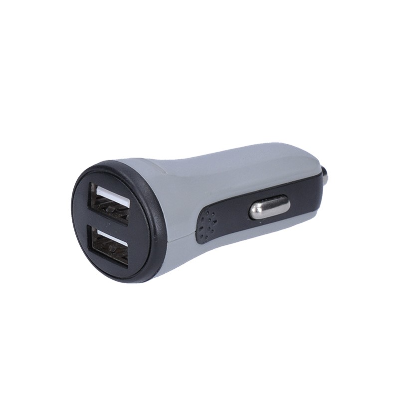 Solight USB nabíjecí autoadaptér, 2x USB, 3400mA max., DC 12-24V, bílošedivý