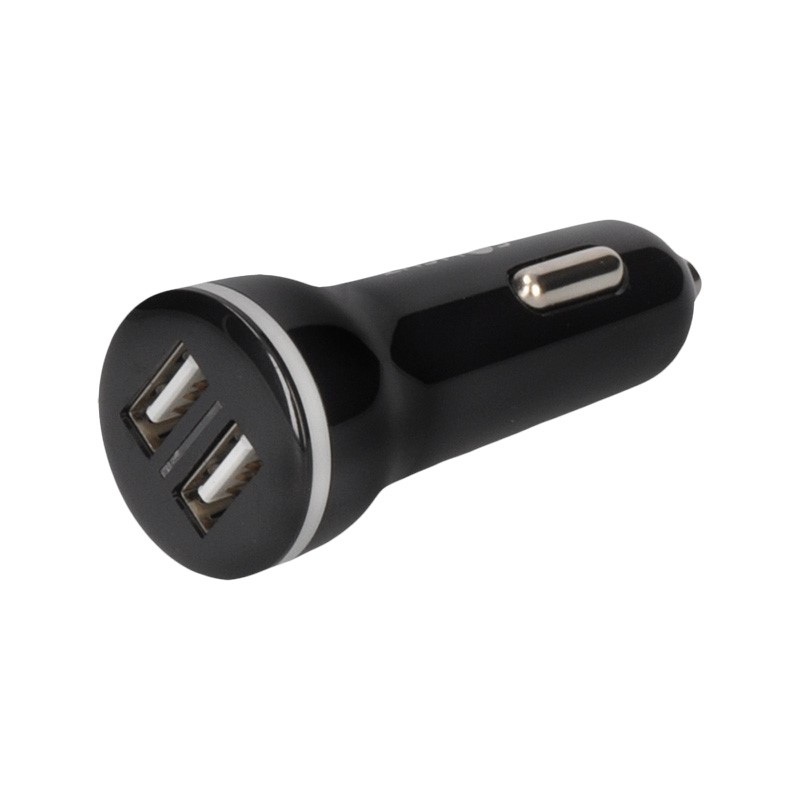 Solight USB nabíječka, autoadaptér, 2x USB, max. 4200 mA, 12 - 24V DC, černý