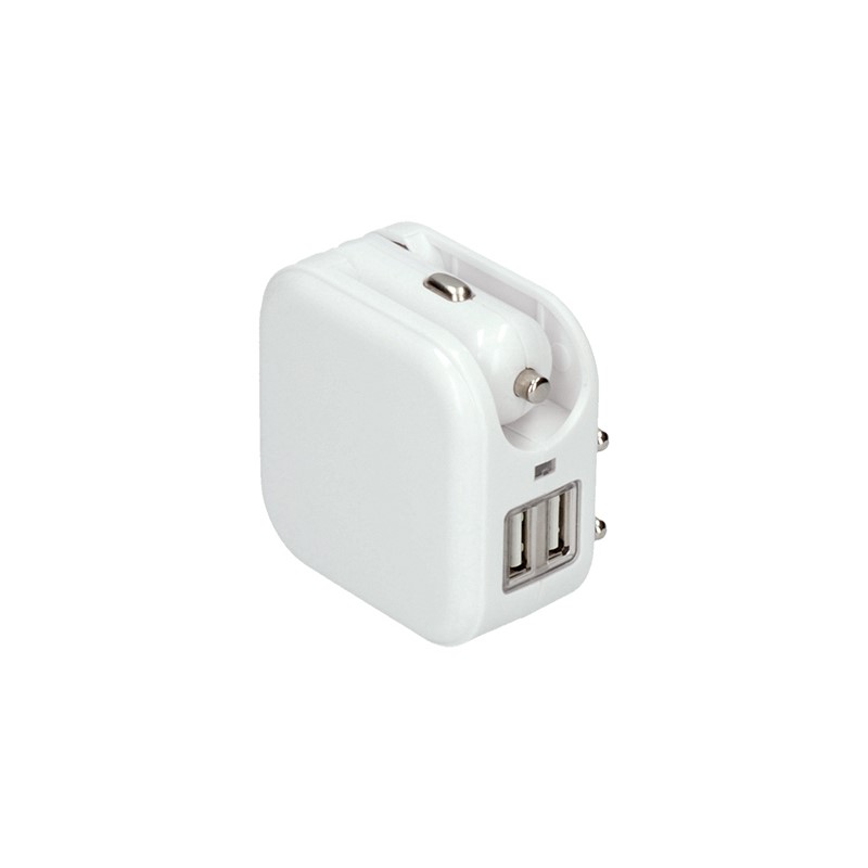 Solight USB nabíjecí adaptér auto+zásuvka, 2x USB, max. 2400mA, AC 230V / DC 12V, bílý