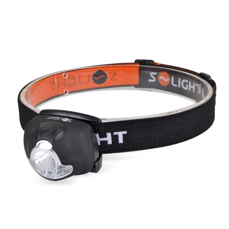 Solight čelová LED svítilna, 1W + 3x LED, černá, 3 x AAA