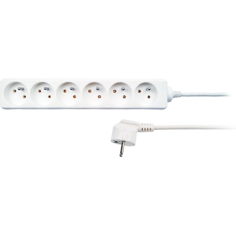 Solight prodlužovací přívod, 6 zásuvek, bílý, 1,5m