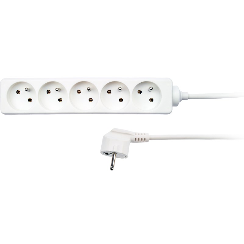 Solight prodlužovací přívod, 5 zásuvek, bílý, 1,5m