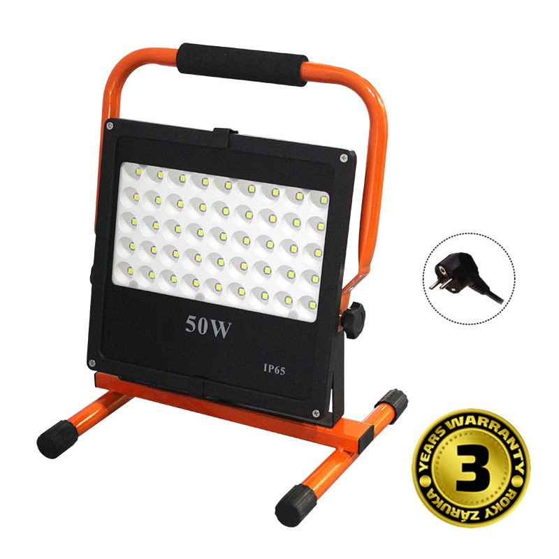 Solight LED venkovní reflektor se stojanem, 50W, 4250lm, kabel se zástrčkou, AC 230V