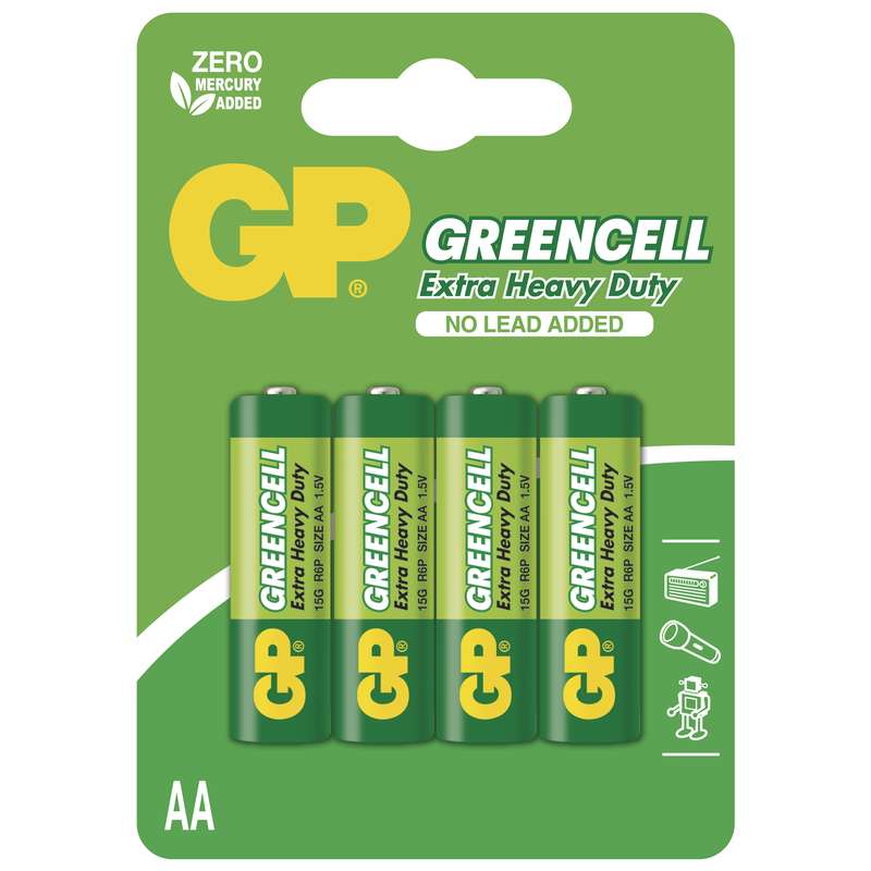 Zinkochloridová baterie GP Greencell R6 (AA), blistr