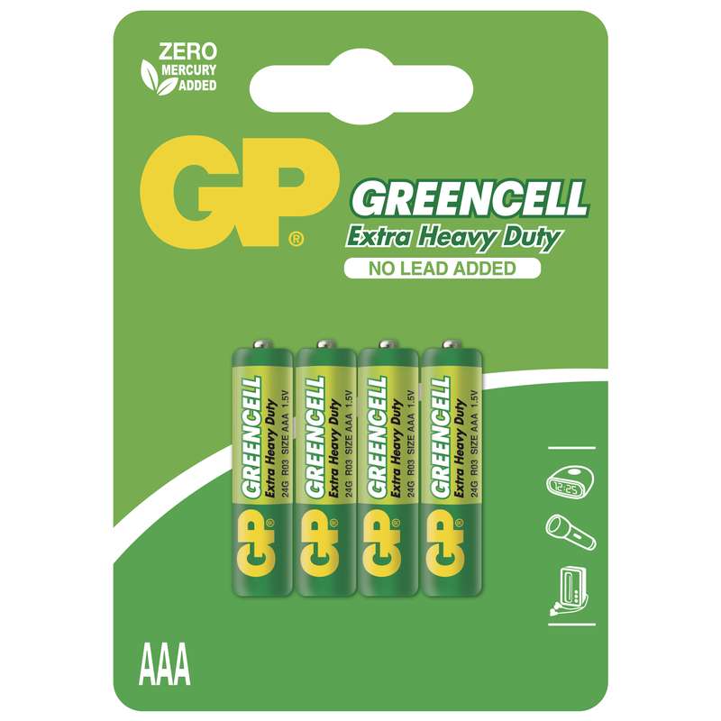 Zinkochloridová baterie GP Greencell R03(AAA),blistr