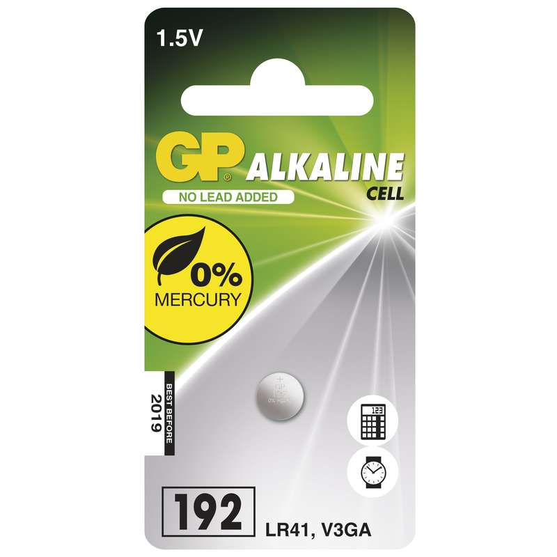 Alkalická knoflíková baterie GP LR41 (192F), blistr