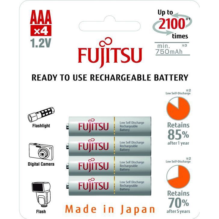 Fujitsu přednabitá baterie White R03/AAA, 2100 nabíjecích cyklů, blistr 4ks